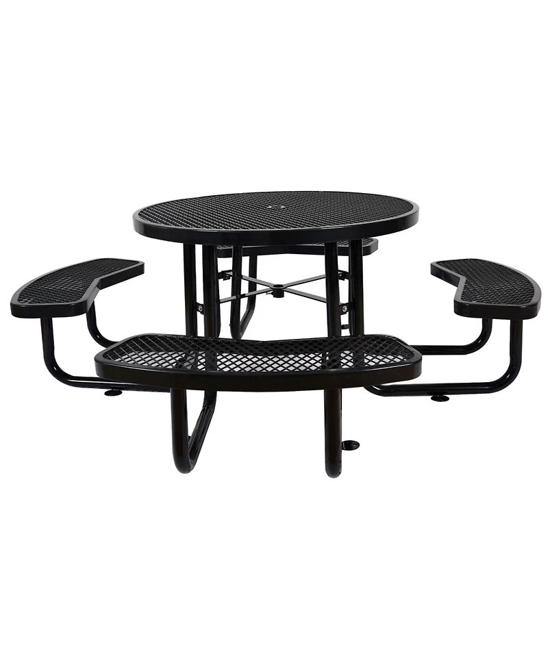 Streamdale Round Outdoor Steel Picnic Table 46" black, with umbrella pole
