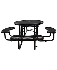 Streamdale Round Outdoor Steel Picnic Table 46" black, with umbrella pole