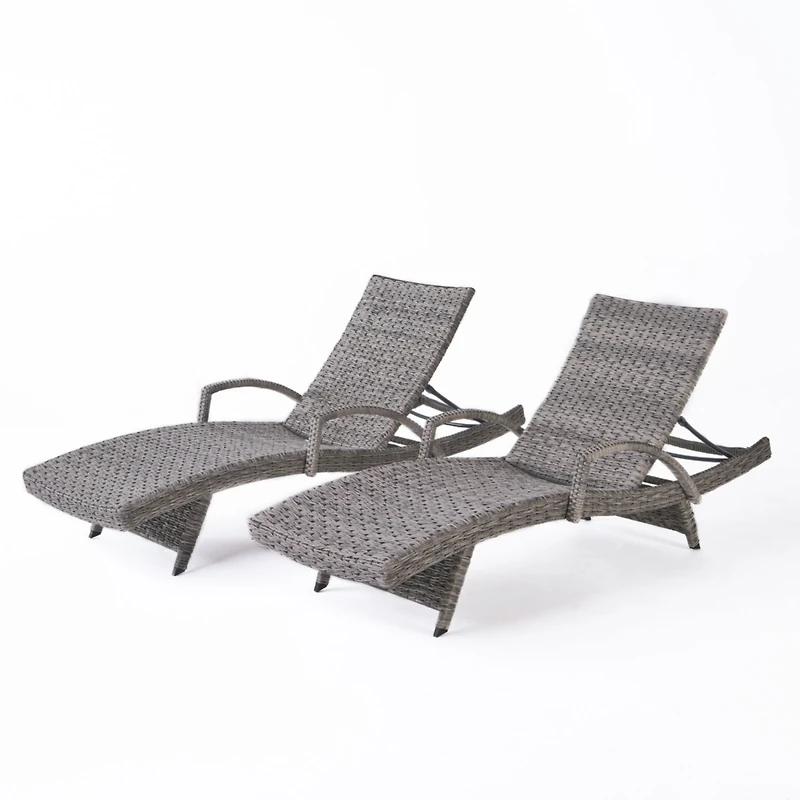 Streamdale Stylish and Comfortable Wicker Armed Chaise Lounge (Optional 2-Pack)
