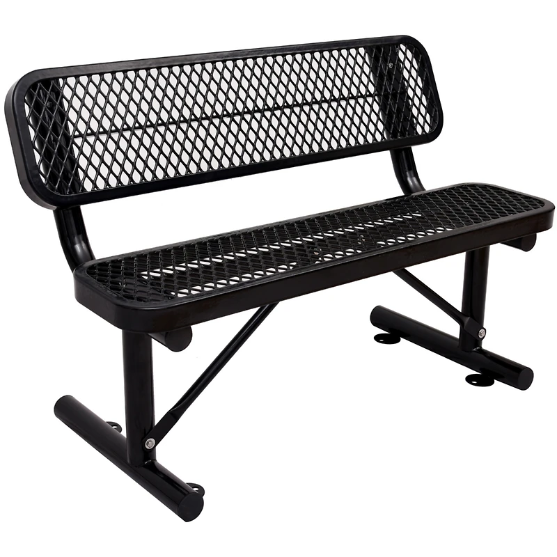 Streamdale 4 ft. Outdoor Steel Bench with Backrest Black