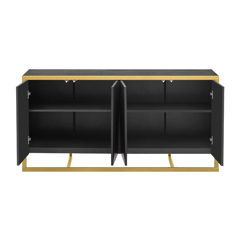 Streamdale Mahogany Veneer Modern Sideboard with Unique Metal Legs,Suitable for Study,Entryway, Hallway, Living Room