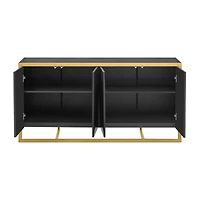 Streamdale Mahogany Veneer Modern Sideboard with Unique Metal Legs,Suitable for Study,Entryway, Hallway, Living Room