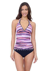 Profile by Gottex Women's Riga Tricolore Halter Tankini