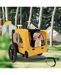 Yellow Outdoor Heavy Duty Foldable Utility Pet Stroller Dog Carriers Bicycle Trailer