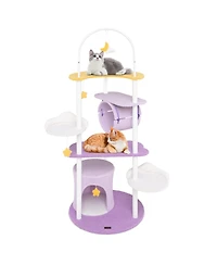 Large Cat Tower with Jumping Platforms Multi-Level Playhouse for Active Cats