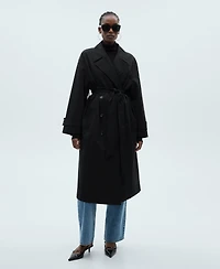 Mango Women's Long Oversized Double-Breasted Trench Coat