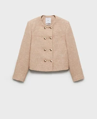 Mango Women's Double-Breasted Tweed Jacket