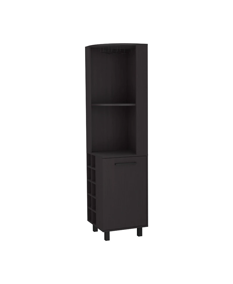 Fm Furniture Leah Corner Bar cabinet with ample storage and wine rack, Wengue