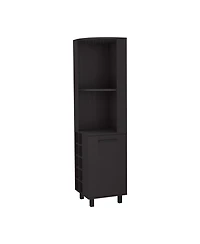 Fm Furniture Leah Corner Bar cabinet with ample storage and wine rack, Wengue