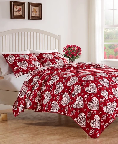Greenland Home Fashions Lovebirds Woven Jacquard Reversible 3-Pc. Coverlet Set
