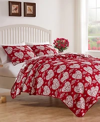 Greenland Home Fashions Lovebirds Woven Jacquard Reversible 3-Pc. Coverlet Set