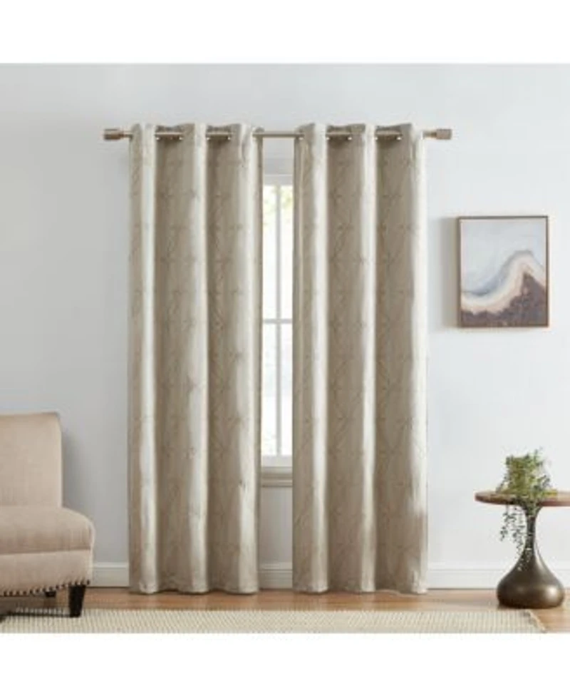 Elrene Home Fashions Palmetto Lattice Embroidered Blackout Window Curtain Panel Set Of 2