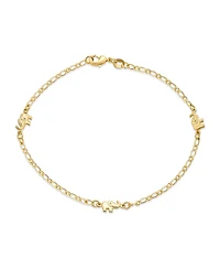 Bling Jewelry Three Multi Charm Lucky Elephant Anklet Ankle Bracelet Gold Plated Brass
