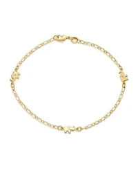 Bling Jewelry Three Multi Charm Lucky Elephant Anklet Ankle Bracelet Gold Plated Brass