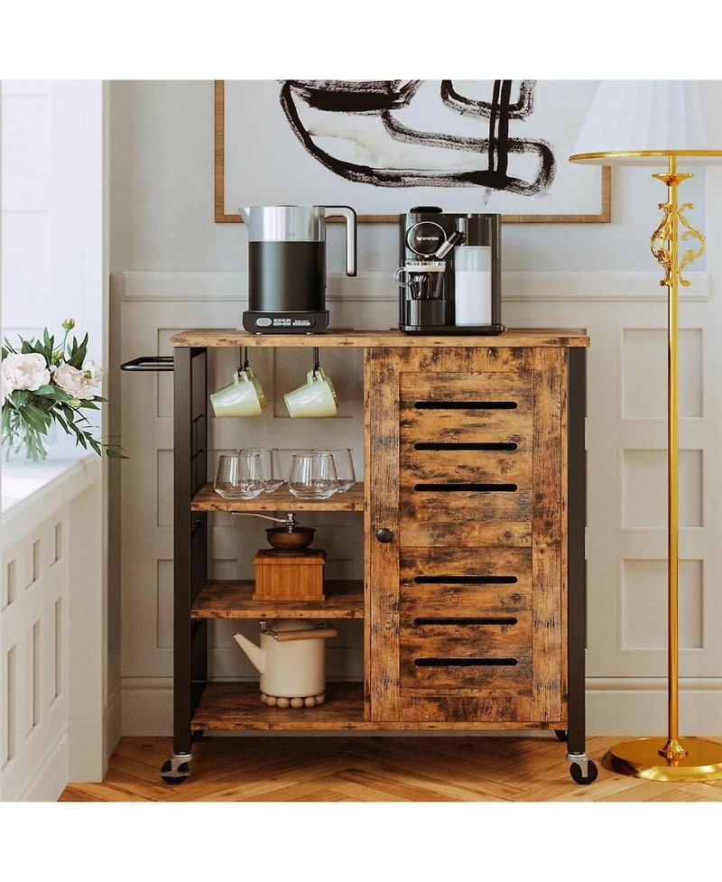 Storage Cabinet with Wheels, Multipurpose Kitchen Cart Cabinet with Shelves