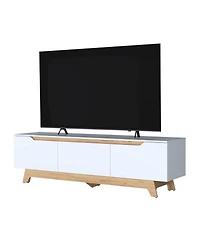 Fm Furniture Lyman Entertainment Center with Two Doors, White and Natural Oak