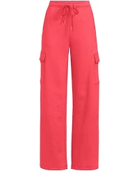 Lands' End Women's Serious Sweats High Rise Wide Leg Cargo Pant - Set Bottom