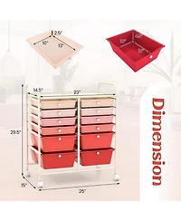 12-Drawer Rolling Storage Cart with Removable Drawers and Lockable Wheels