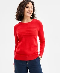 Style & Co Women's Cotton Crewneck Flag Sweater, Exclusively at Macy's