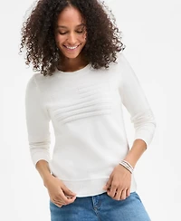 Style & Co Women's Cotton Crewneck Flag Sweater, Exclusively at Macy's