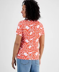 Style & Co Petite Milo Leaves Printed Short-Sleeve Scoop-Neck T-Shirt, Exclusively at Macy's