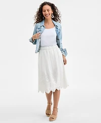 Style & Co Petite Cotton Eyelet-Hem Skirt, Exclusively at Macy's