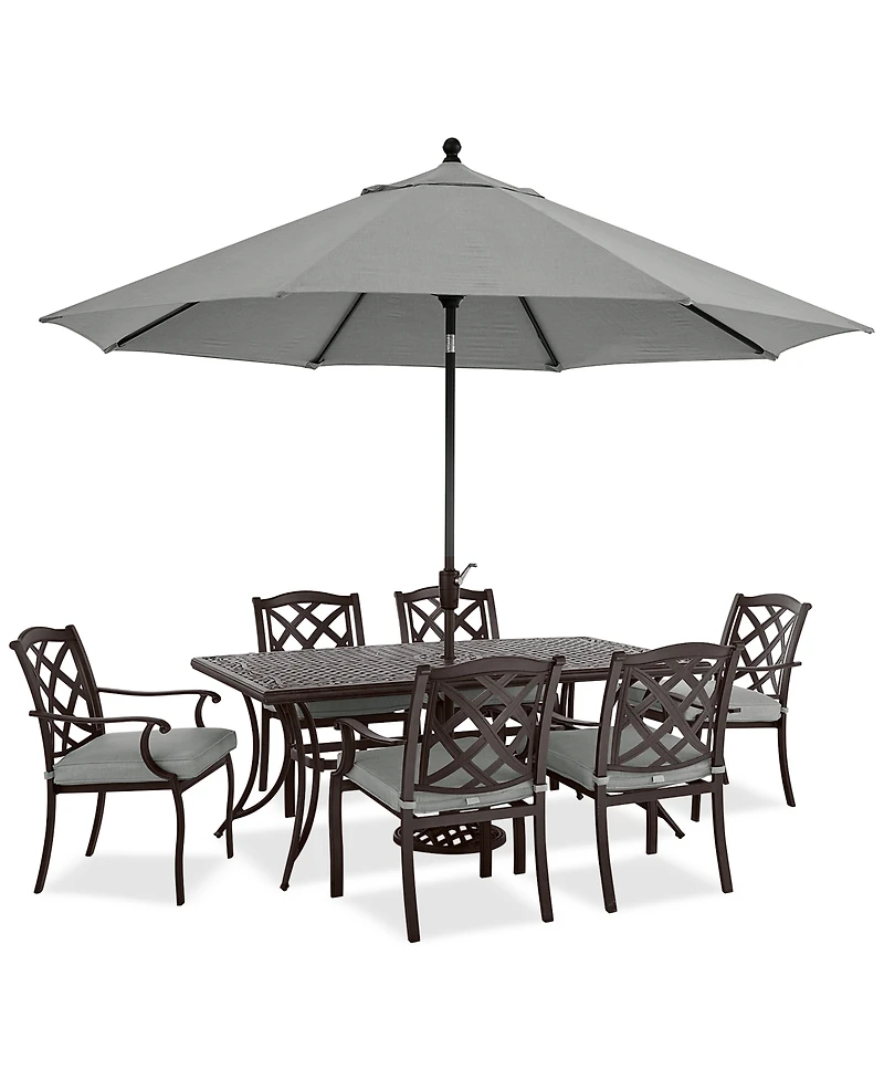 Wythburn Outdoor Dining 7pc Set (72"x38" Table & 4 Lattice Chairs 2 Swivel Chairs), Created for Macy's