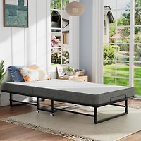 Portable Rollaway Guest Bed with Memory Foam Mattress and Bed Side Pocket