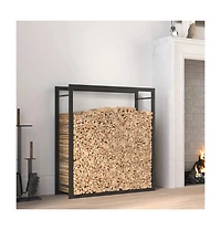 Firewood Rack Matt Black 31.5"x11"x33.9" Steel