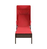 Sun Lounger with Canopy Brown Poly Rattan