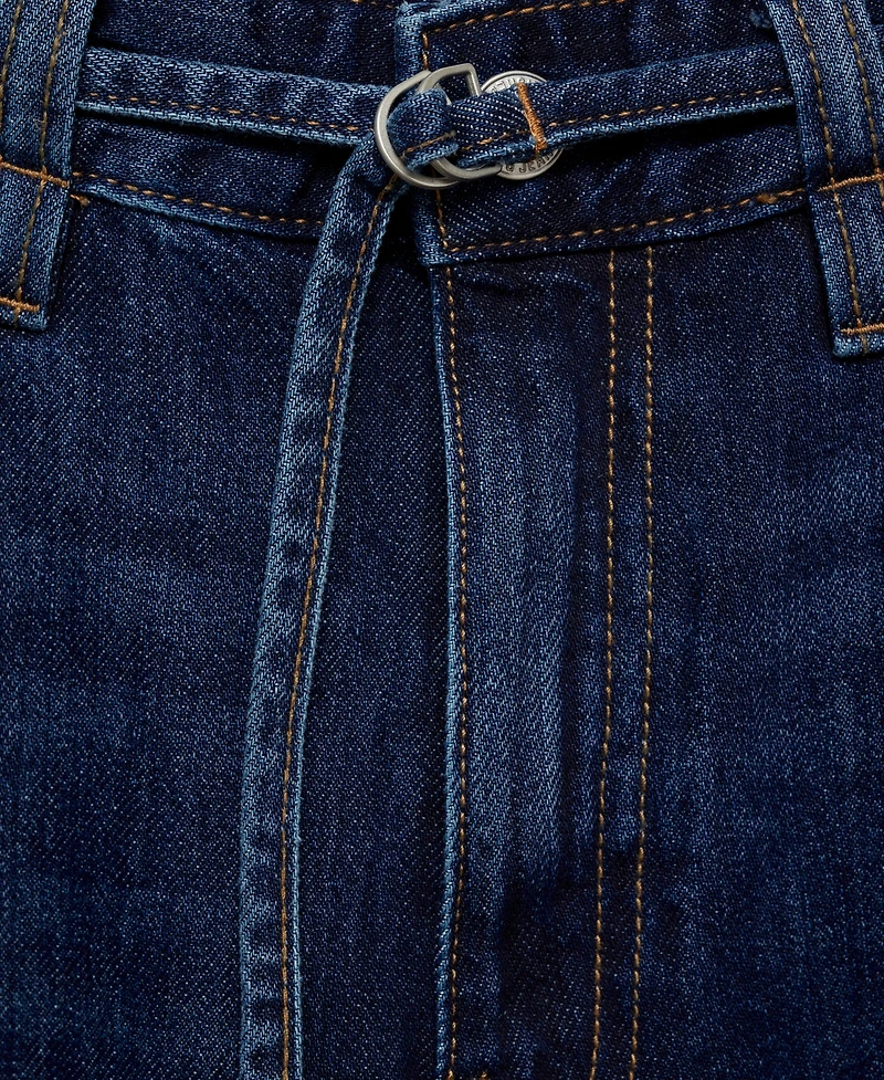 Mango Women's Belted Wide Leg Jeans
