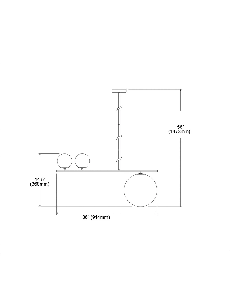 Dainolite 14.50" Metal Orion 3 Light Pendant
