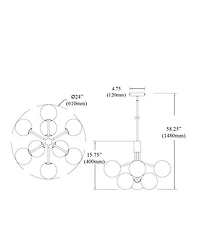 Dainolite 15.75" Metal Amanda 9 Light Chandelier