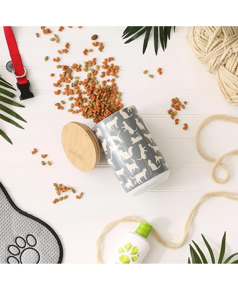 Bone Dry Ceramic Pet Treat Canister Cats Meow