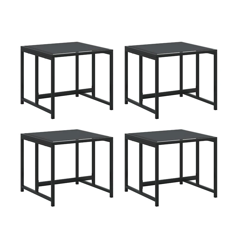 Patio Stools 4 pcs Black Steel and Textilene