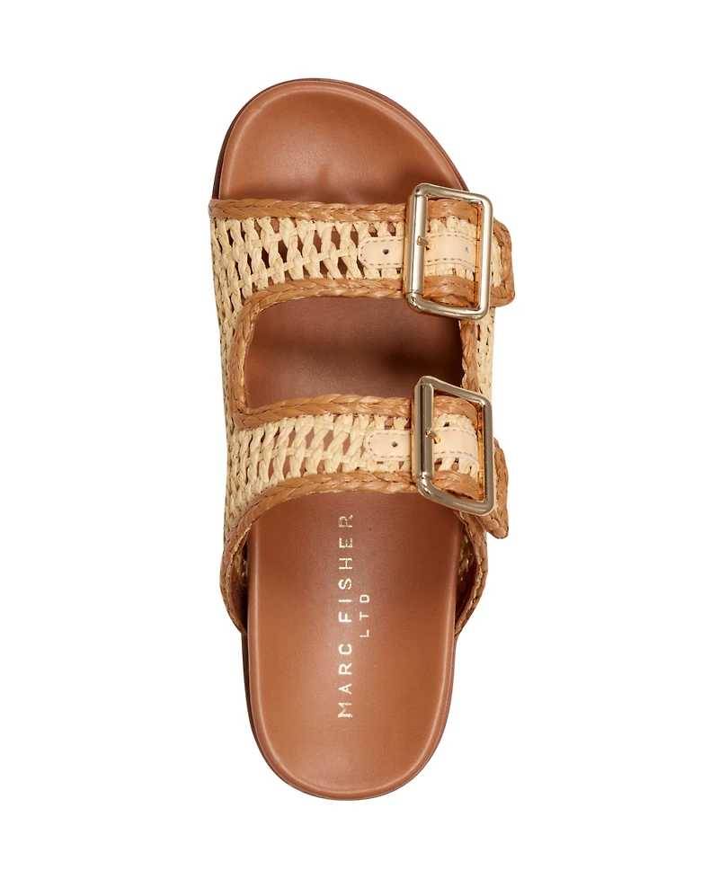 Marc Fisher Ltd Women's Mylan Woven Buckle Straps Flat Sandals