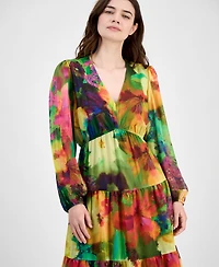Robbie Bee Women's V-Neck Long-Sleeve Maxi Dress