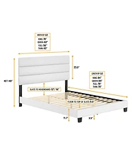 Boyd Sleep Piedmont Leatherette Upholstered Platform Bed Frame with Adjustable Headboard
