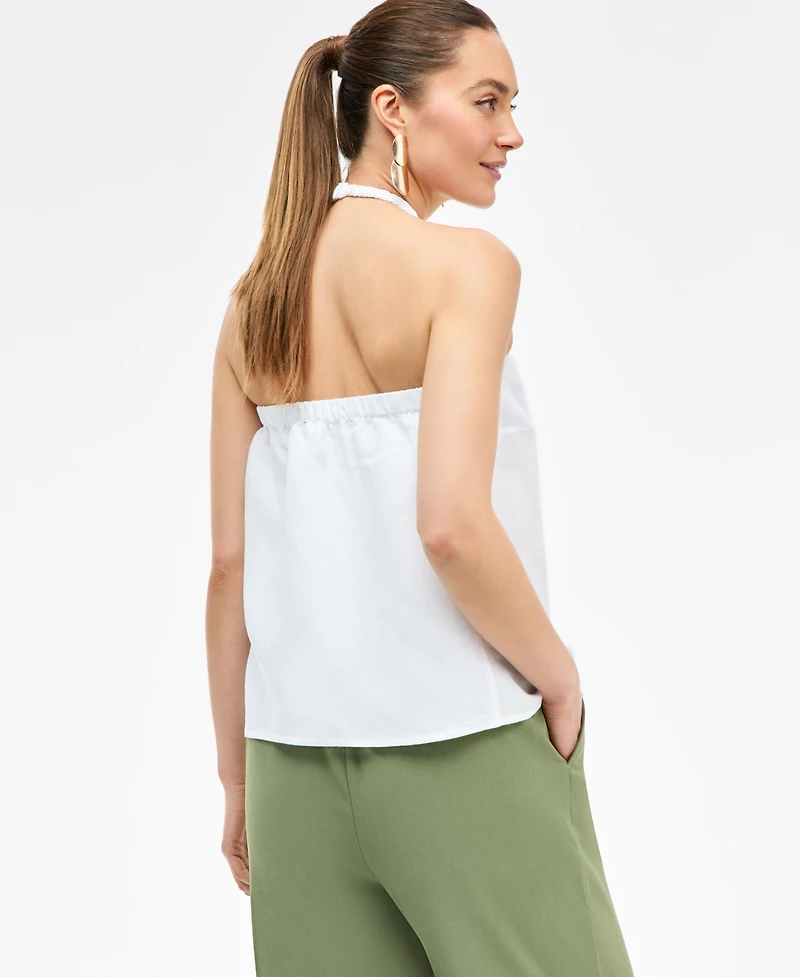 I.n.c. International Concepts Women's Linen-Blend Braided Halter Top