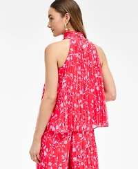 I.n.c. International Concepts Women's Floral-Print Pleated Halter Top, Exclusively at Macy's