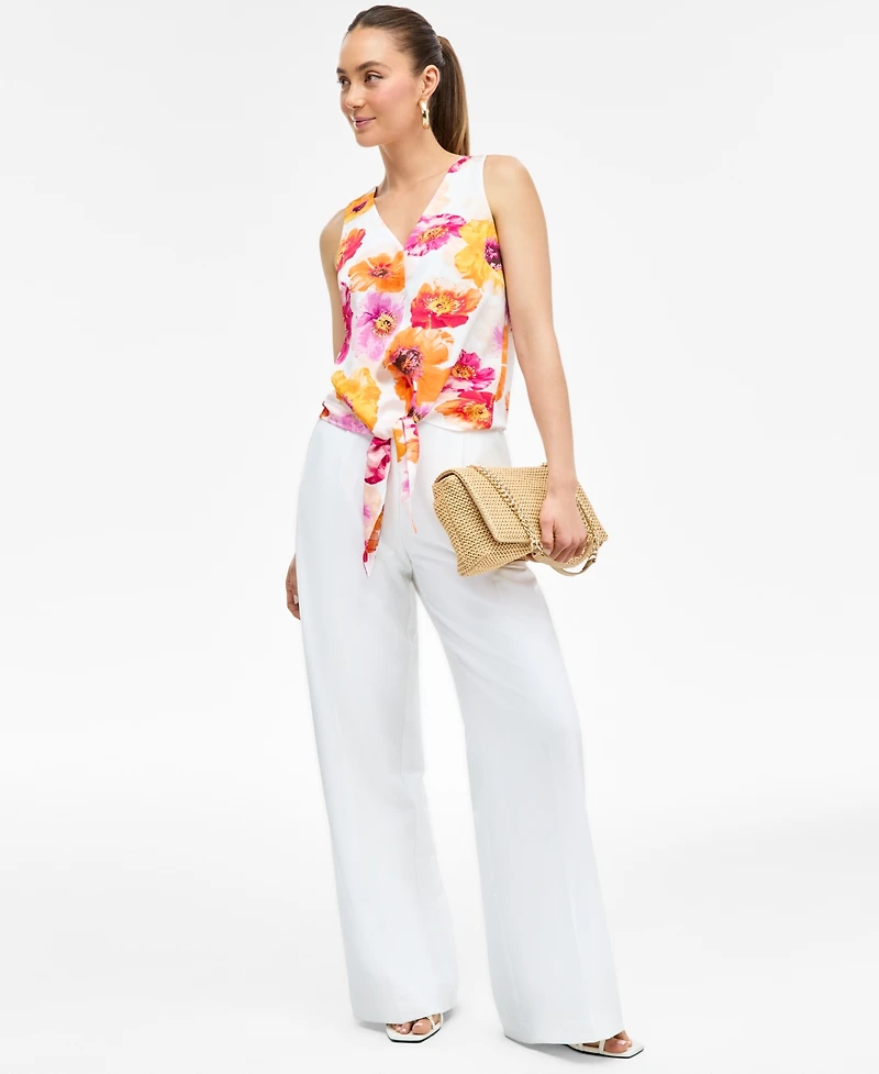 I.n.c. International Concepts Women's Floral-Print Tie-Front Blouse, Exclusively at Macy's