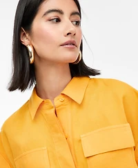 I.n.c. International Concepts Women's Linen-Blend Short-Sleeve Blouse