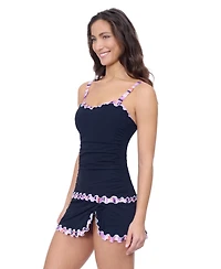 Riga E Cup Solid Center Ruched Tankini