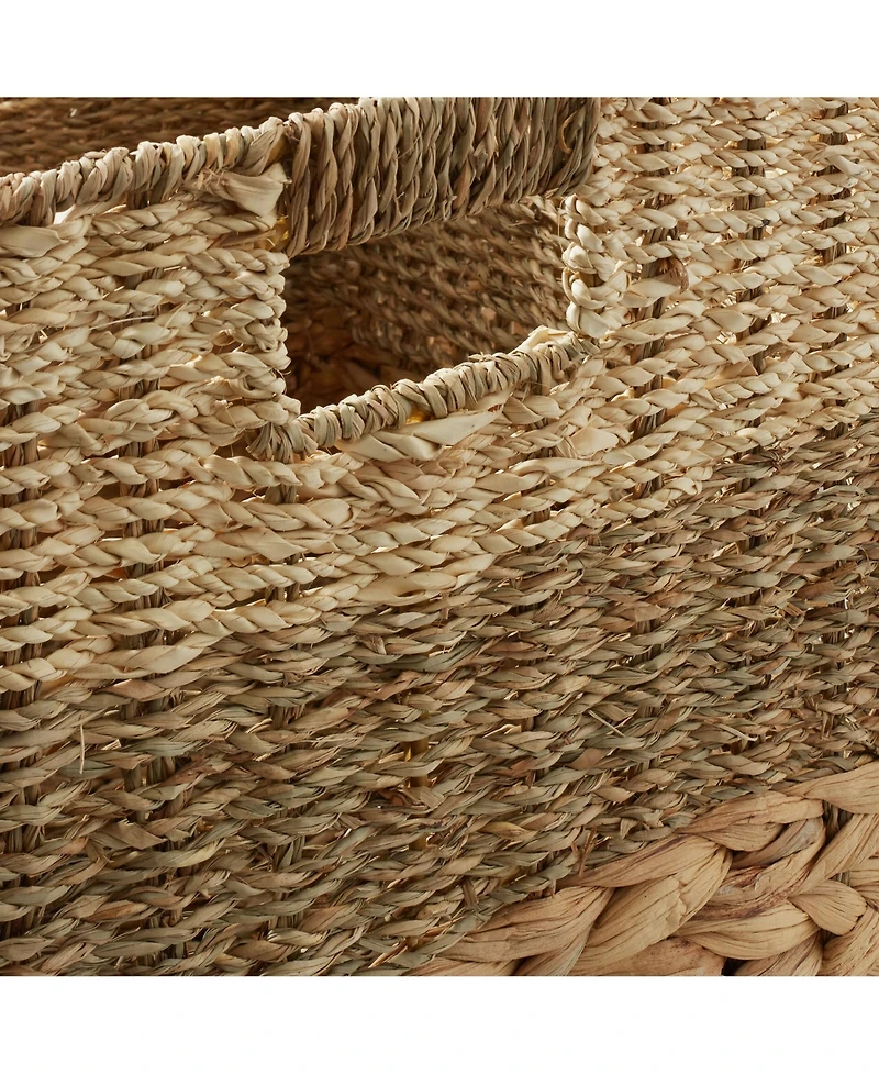 Casafield 12" x 12" Mixed Weave Storage Baskets, Natural - Set of Collapsible Cubes, Woven Bin Organizers for Bathroom, Bedroom