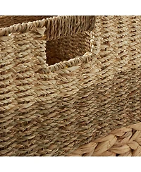 Casafield 12" x 12" Mixed Weave Storage Baskets, Natural - Set of Collapsible Cubes, Woven Bin Organizers for Bathroom, Bedroom