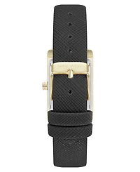 Nine West Women's Quartz Rectangular Gold-Tone and Polyurethane Leather Band Watch