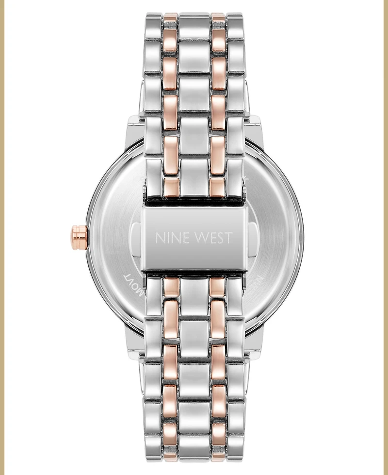 Nine West Women's Quartz Gray and Two-Tone Metal Alloy Bracelet Watch, 36mm