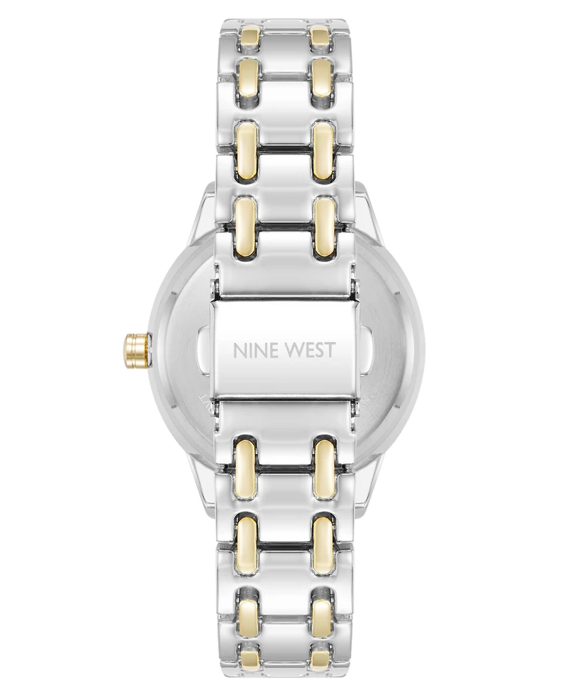 Nine West Women's Quartz Silver and Two-Tone Metal Alloy Bracelet Watch, 33mm