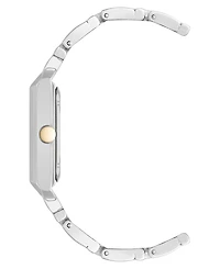 Nine West Women's Quartz Rectangular White and Two-Tone Metal Alloy Watch, 24mm