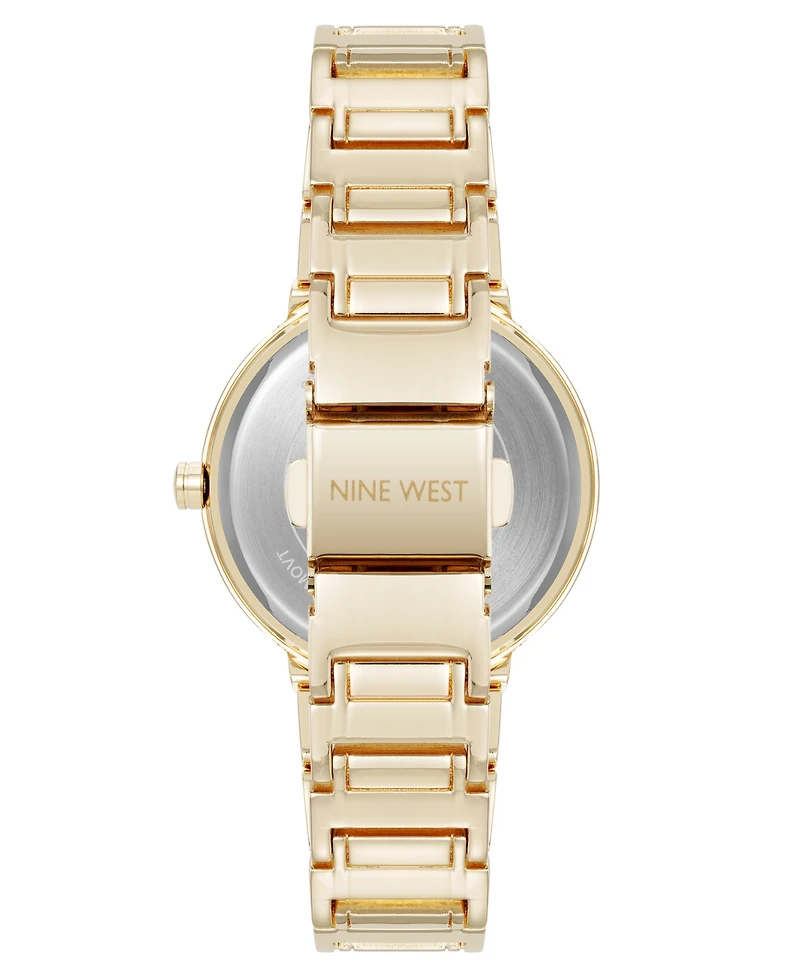 Nine West Women's Quartz Everyday Round Pink and Gold-Tone Metal Alloy Watch, 33mm